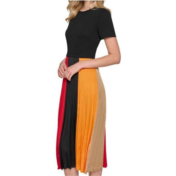Karl Lagerfeld Paris Size 6 Colorblock Pleated Midi Dress NWT - Picture 2 of 10
